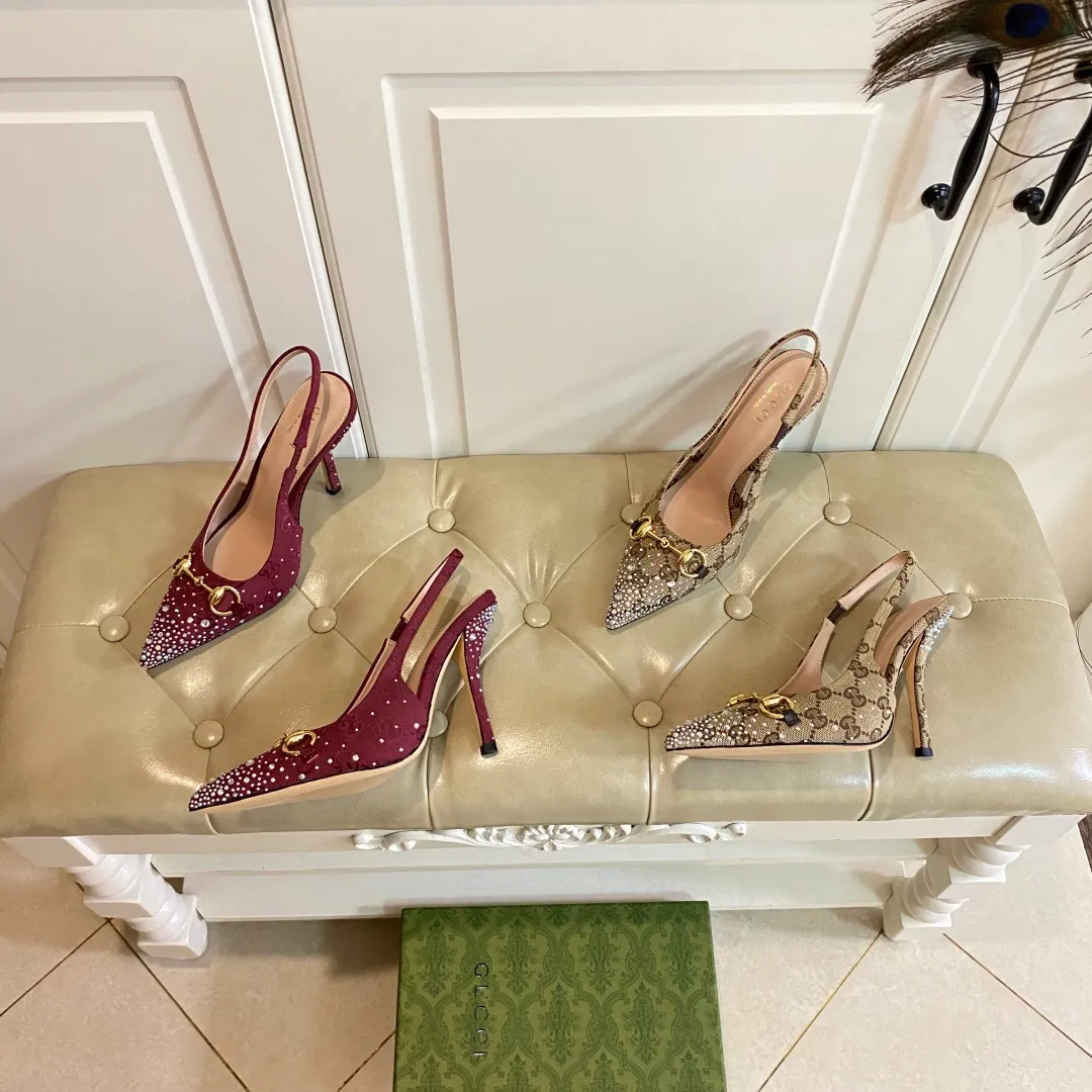 👟👟Ex-factory price 660👟👟, Gucci high heels, original canvas embellished with bright crystals, sheepskin lining, leather outsole, size 35-40 (41 customized, non-refundable)